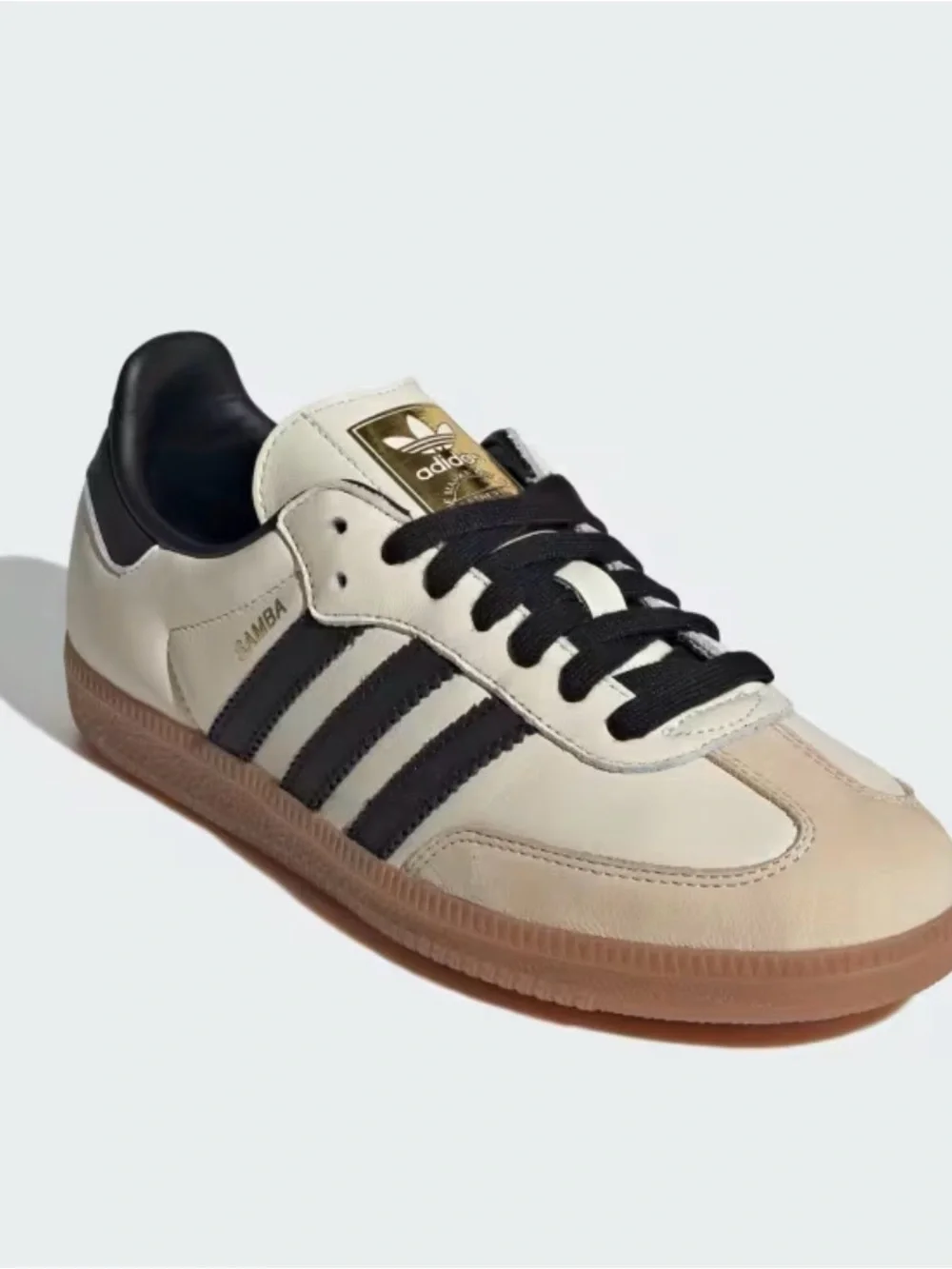 adidas Samba OG Low-Top Sneaker in Cream and Black with Gum Sole